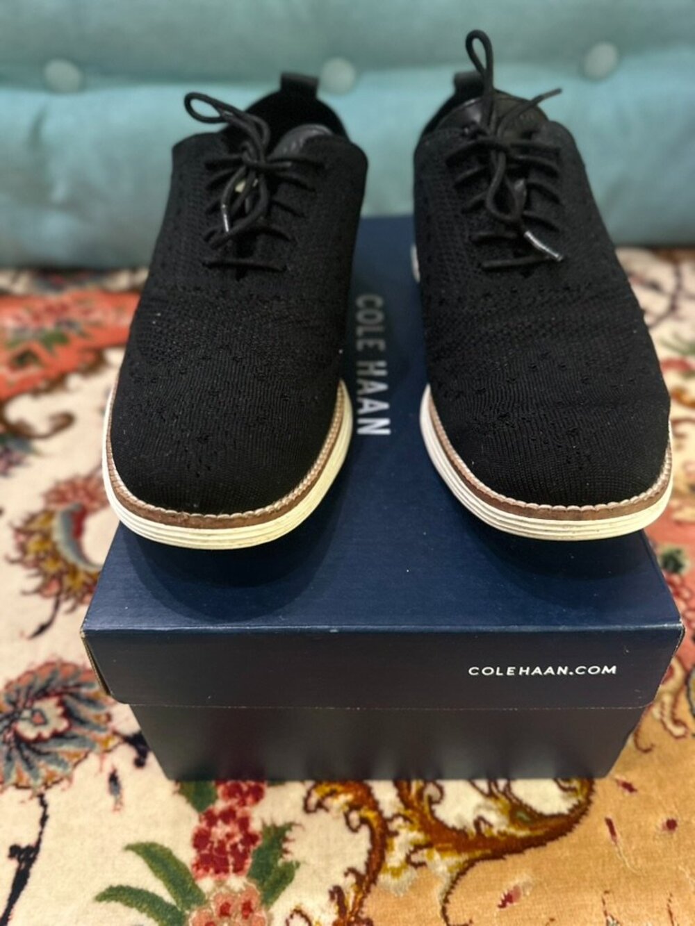 Cole Haan ØriginalGrand Stitchlite Wingtip Oxford Black Ivory Mens 9 M Worn Once - Picture 6 of 8